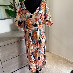 Roxy Orange and Blue Midi Dress